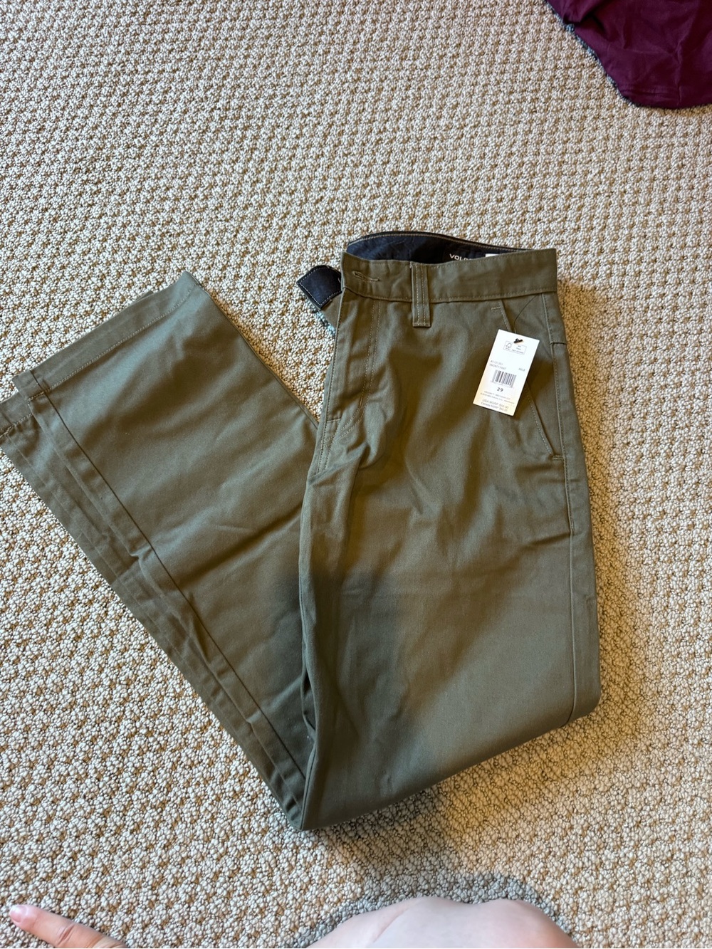 Volcom Men's Olive Chinos - Casual Straight Leg